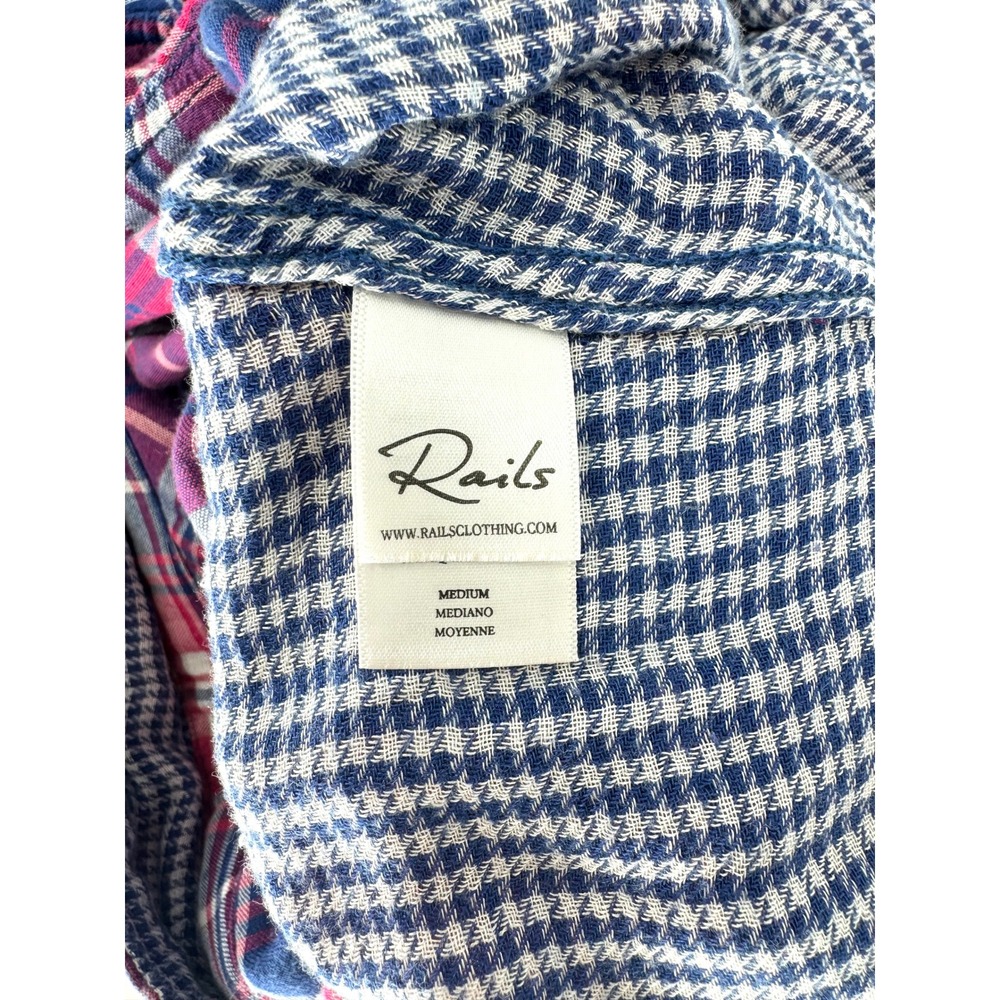 Rails Womens Pink Blue Plaid Tencel Rayon Button Down Western Shirt Medium - Picture 5 of 8
